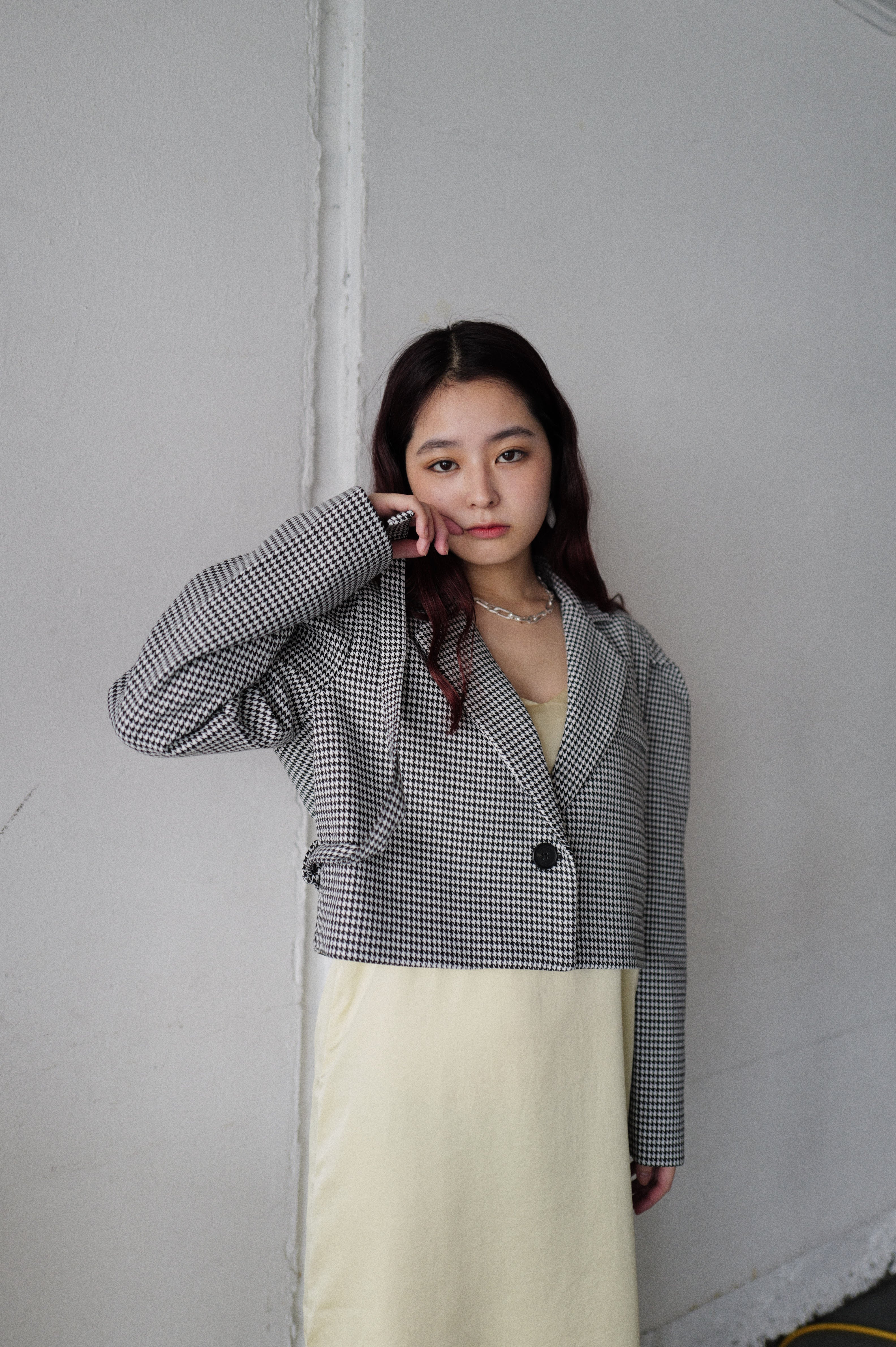 Houndstooth-check short jacket – Mnort