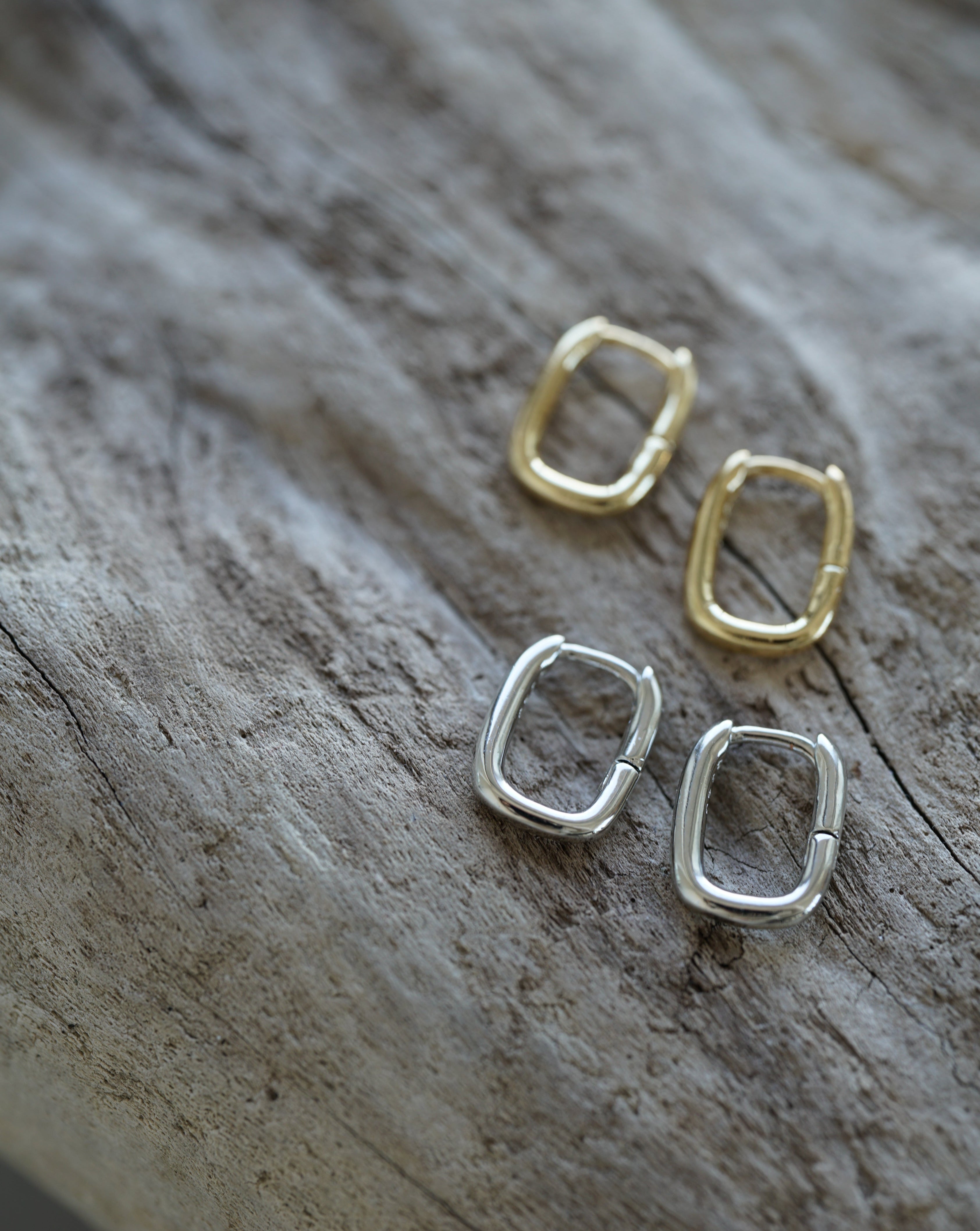 Mini square hoop pierce [GOLD/SILVER] – Mnort+